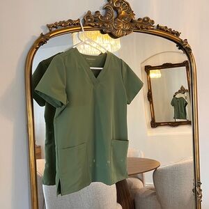 Mandala Green Scrub Top